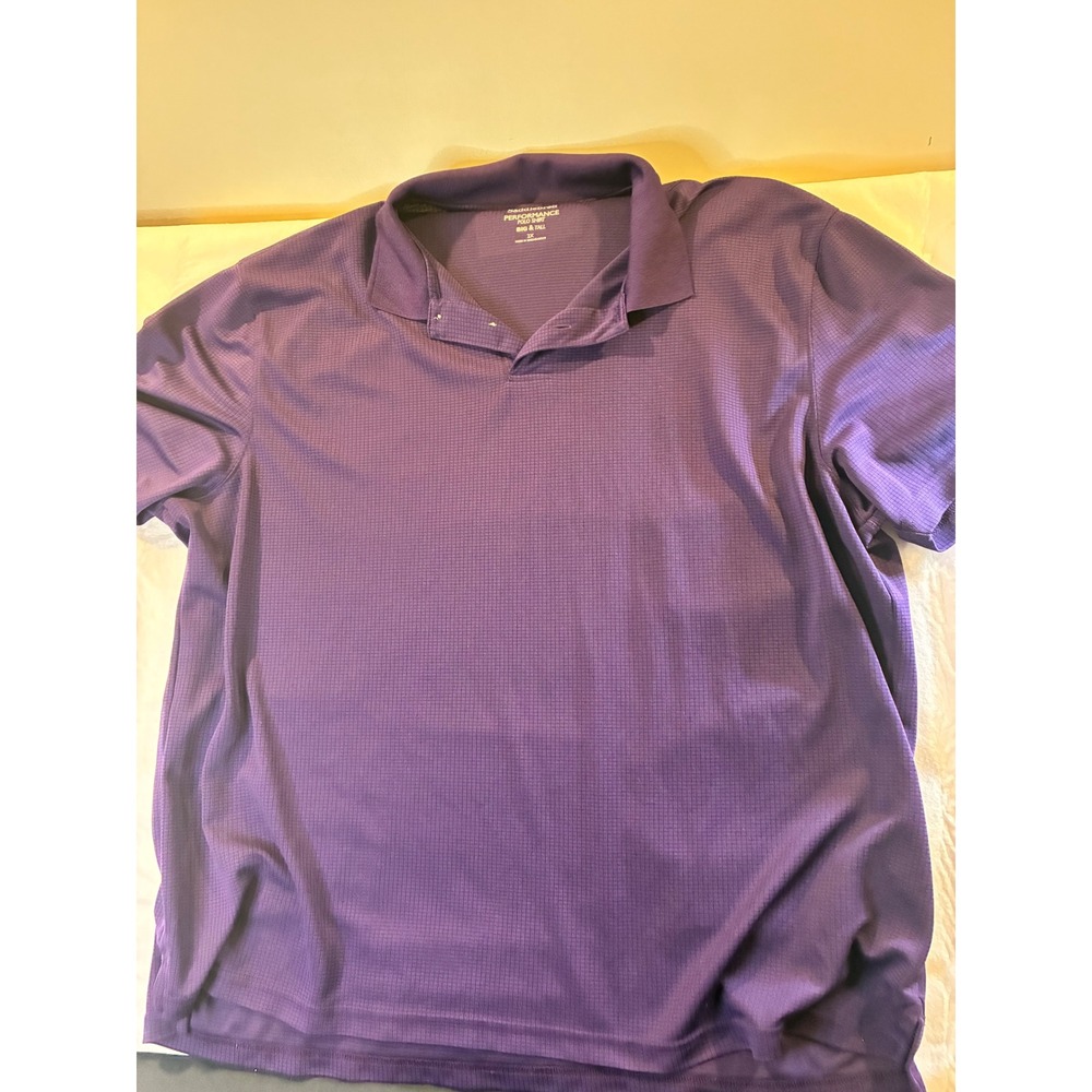 Saddlebred Performance Polo Shirt Mens 2X Purple Big & Tall Micro Grid Textured